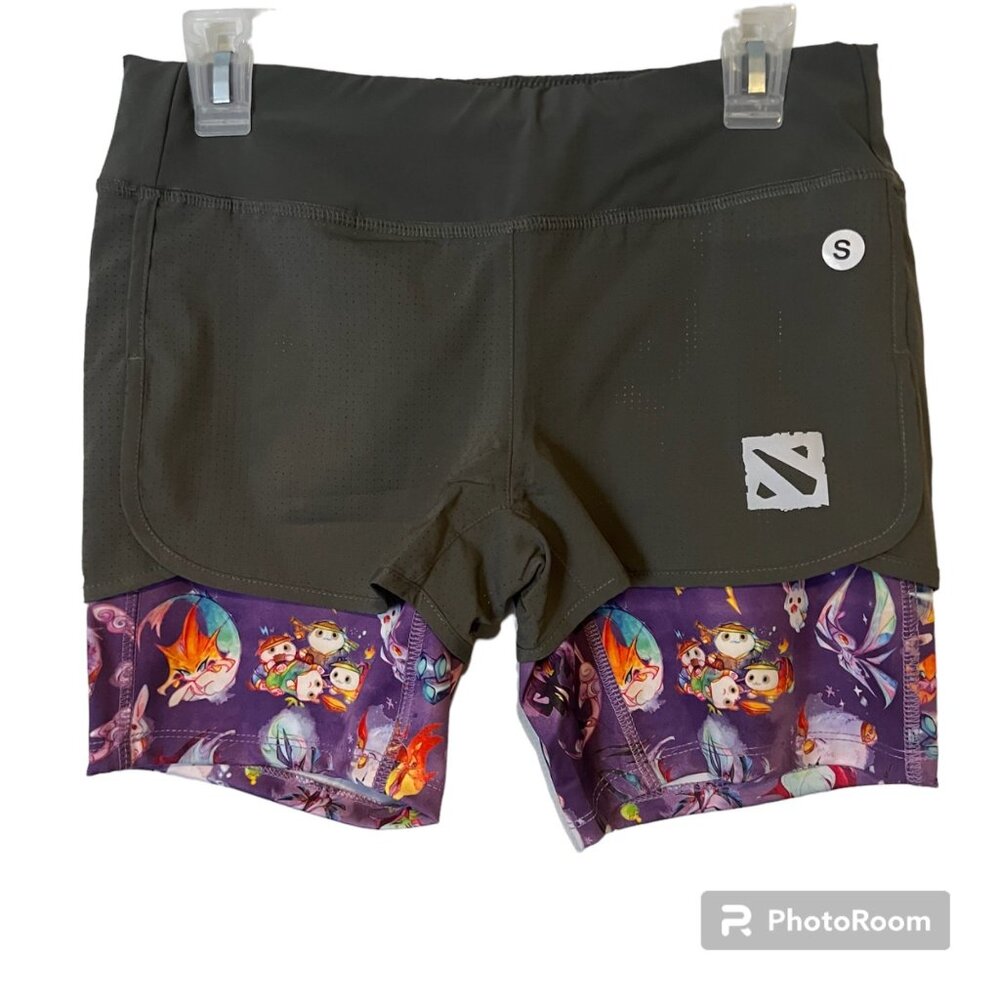 Dota 2 Twofer Shorts Womens Small Gray Valve Steam Double Layer Costume Cosplay